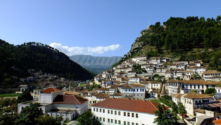Ottoman-era houses in the old town of Berat, Albania
