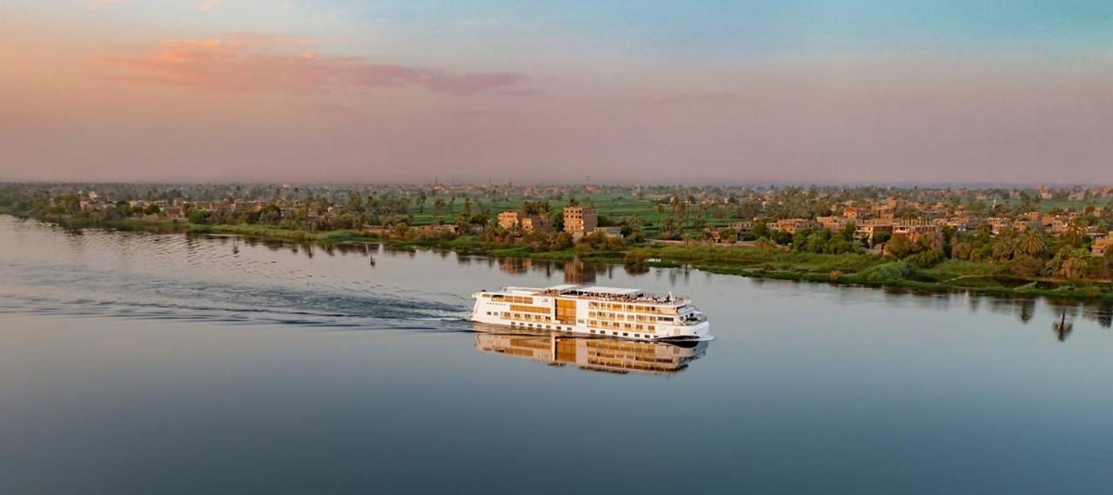 A Viking river ship on the Nile in Egypt