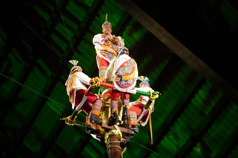 Voladores performance at Parque Xcaret, Mexico