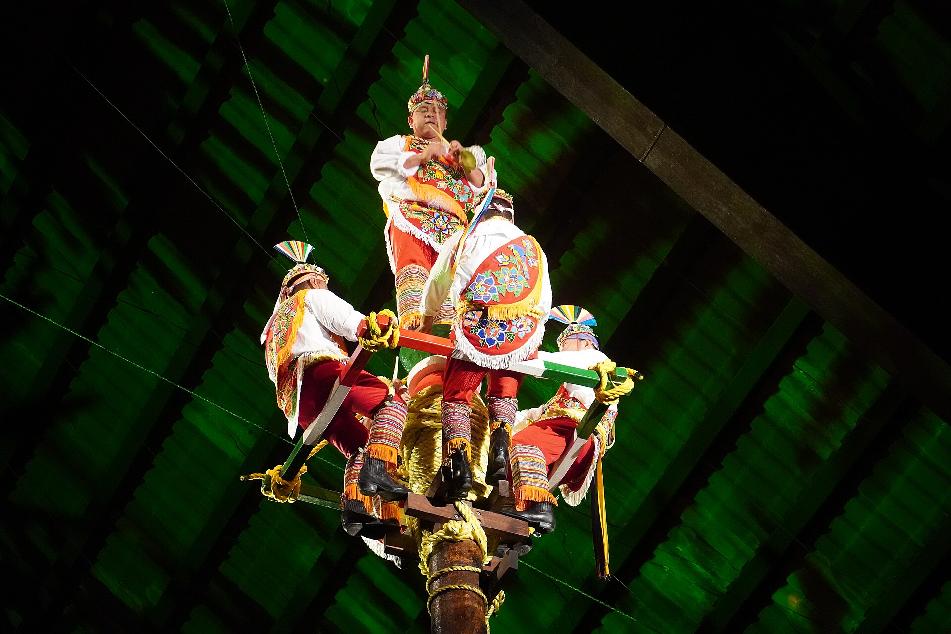 Voladores performance at Parque Xcaret, Mexico