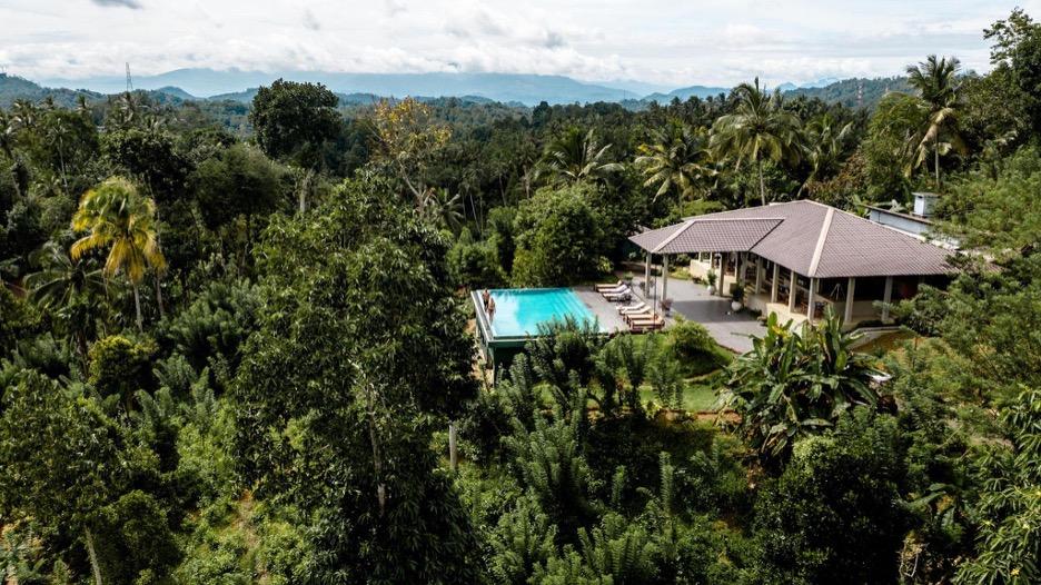 The main swimming pool at Aarunya Nature Resort near Kandy, Sri Lanka