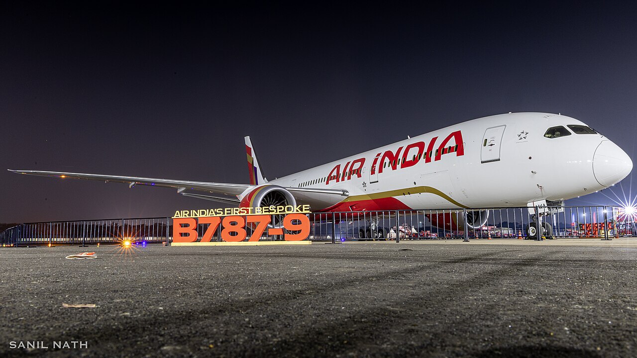Air India Boeing 787-9 on display at Wings India 2026