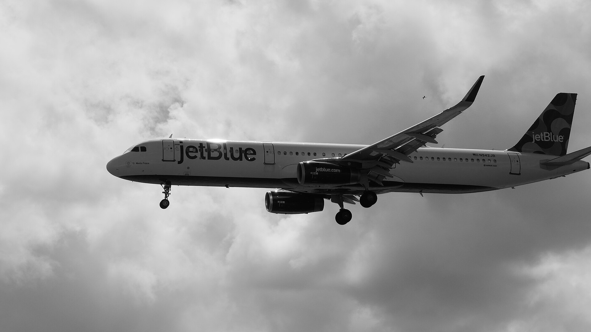 JetBlue aircraft landing at Queen Beatrix International Airport, Aruba