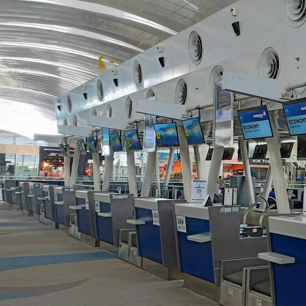 Self-service check-in kiosks at an airport