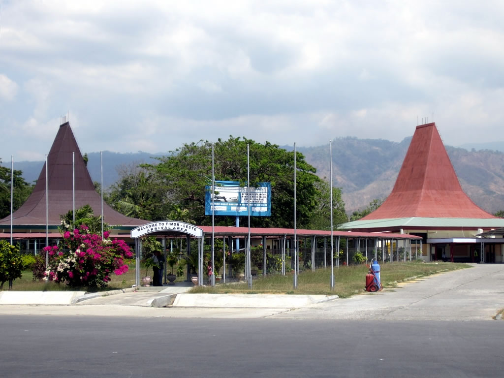 Terminal entrance at Presidente Nicolau Lobato International Airport in Dili, Timor-Leste