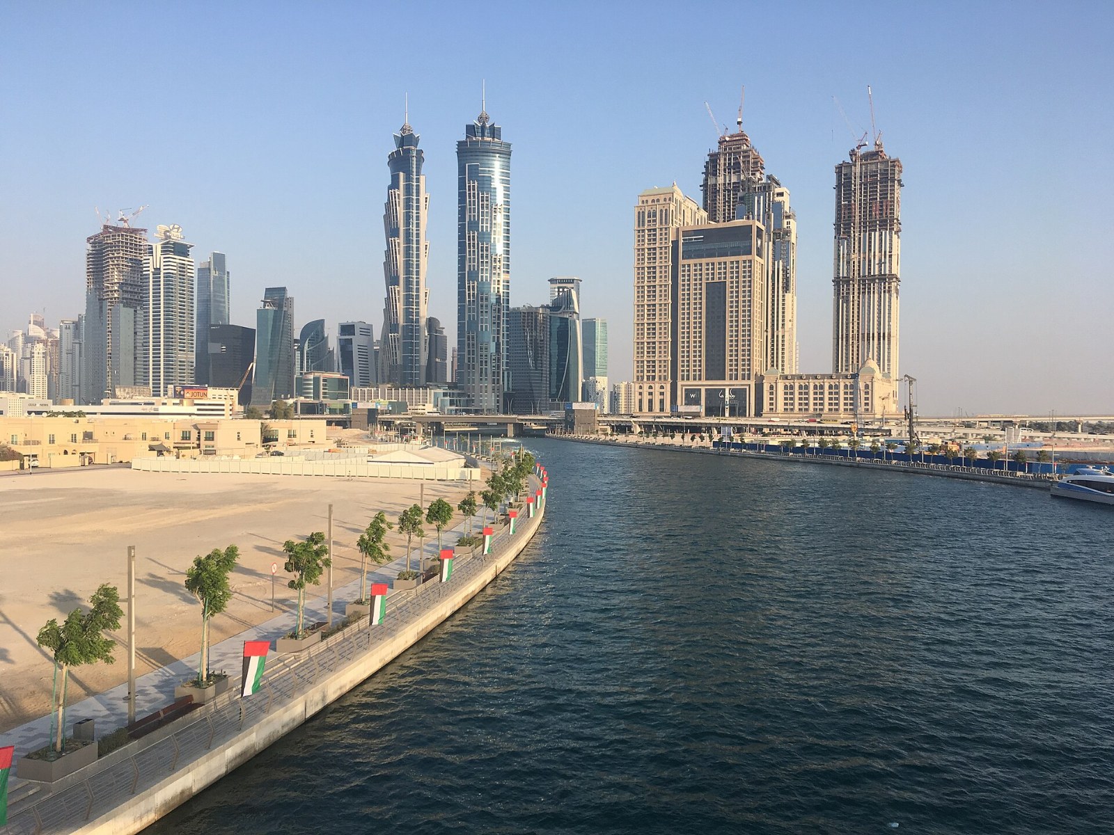 Hotel towers along the Dubai Water Canal at Business Bay, Dubai