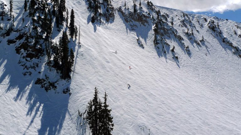 Skiers at Snowbird ski resort, Utah