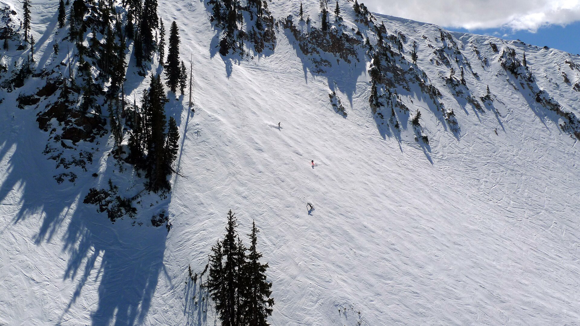 Skiers at Snowbird ski resort, Utah