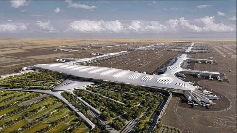 Render of the planned Al Maktoum International Airport terminal complex in Dubai