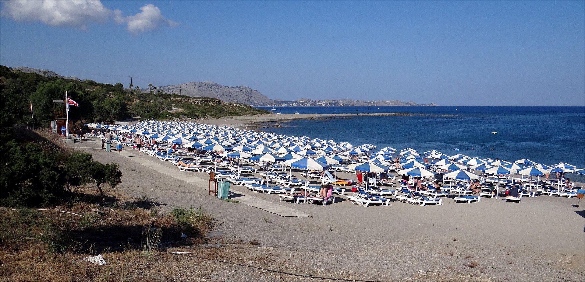 Kiotari beach on the southeast coast of Rhodes, Greece