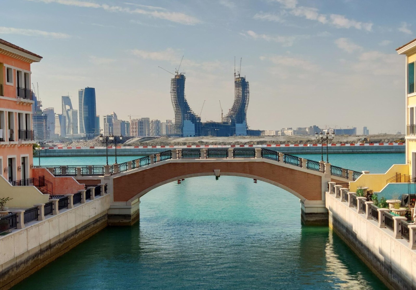 Katara Towers, home to Raffles and Fairmont hotels, in Lusail, Qatar